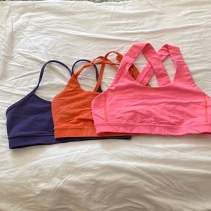three Lululemon bras, all size 10